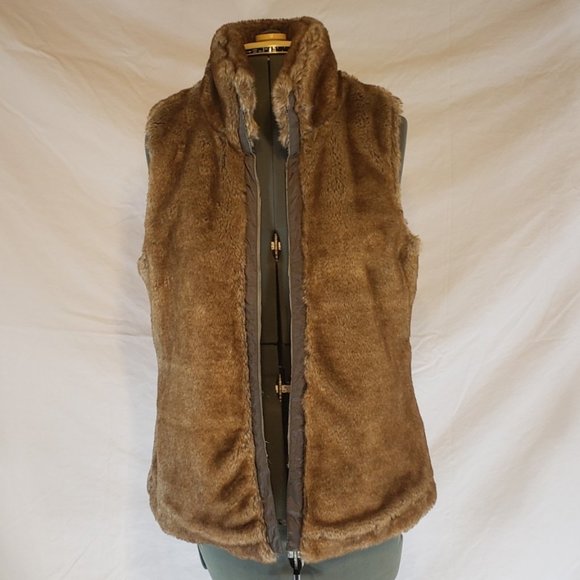 Vintage Y2K Womens Brown Faux Rabbit Fur Vest M - Picture 2 of 9